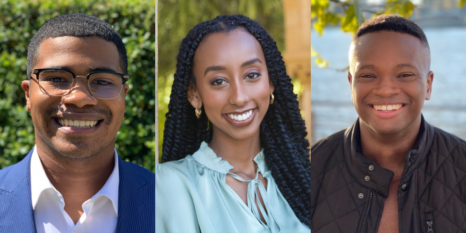 portrait photos of three students who participated in the MS&E undergraduate diversity in research program